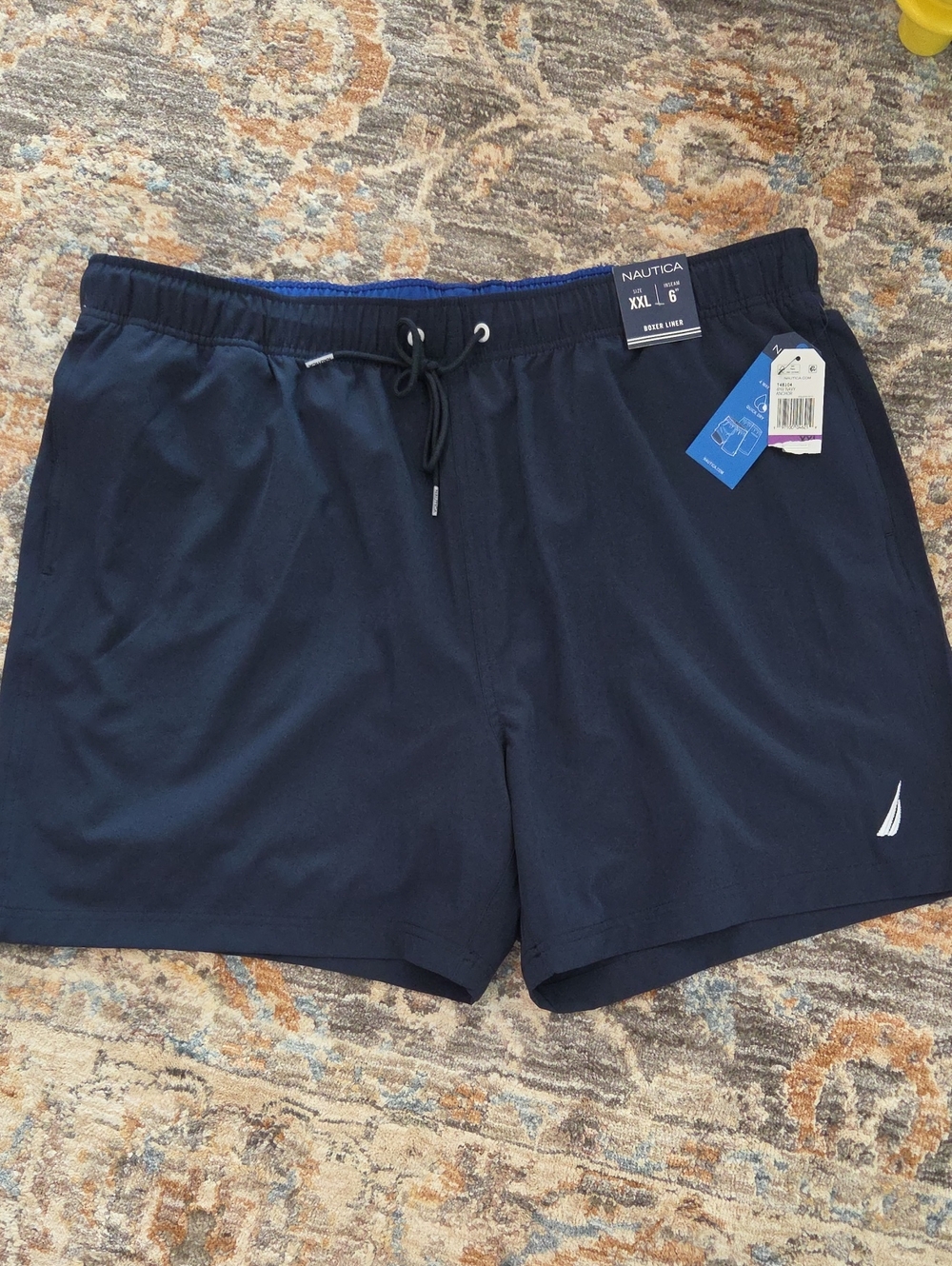Nautica Men's Dark Navy Swim Trunks with Drawstring